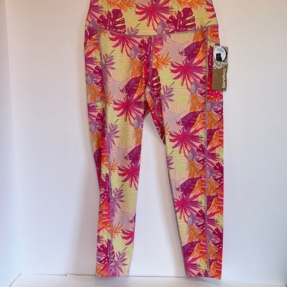 Sendara New York Pink Tropical Print Extended Waist Athletic Legging Women’s M - Picture 1 of 15